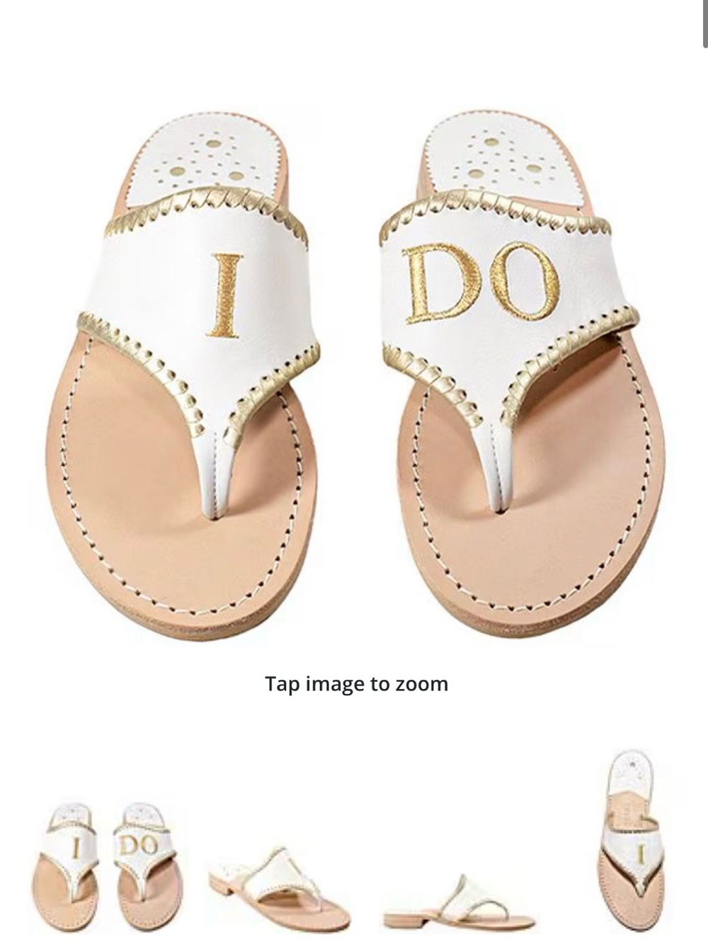 Jack Rogers Embroidered 'I DO' Leather Thong Sandals
